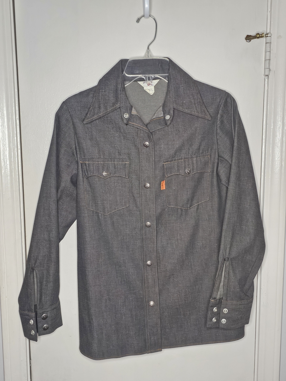 Vintage 1970's Levi's Dark Gray Western Snap Button Shirt Jacket Womens